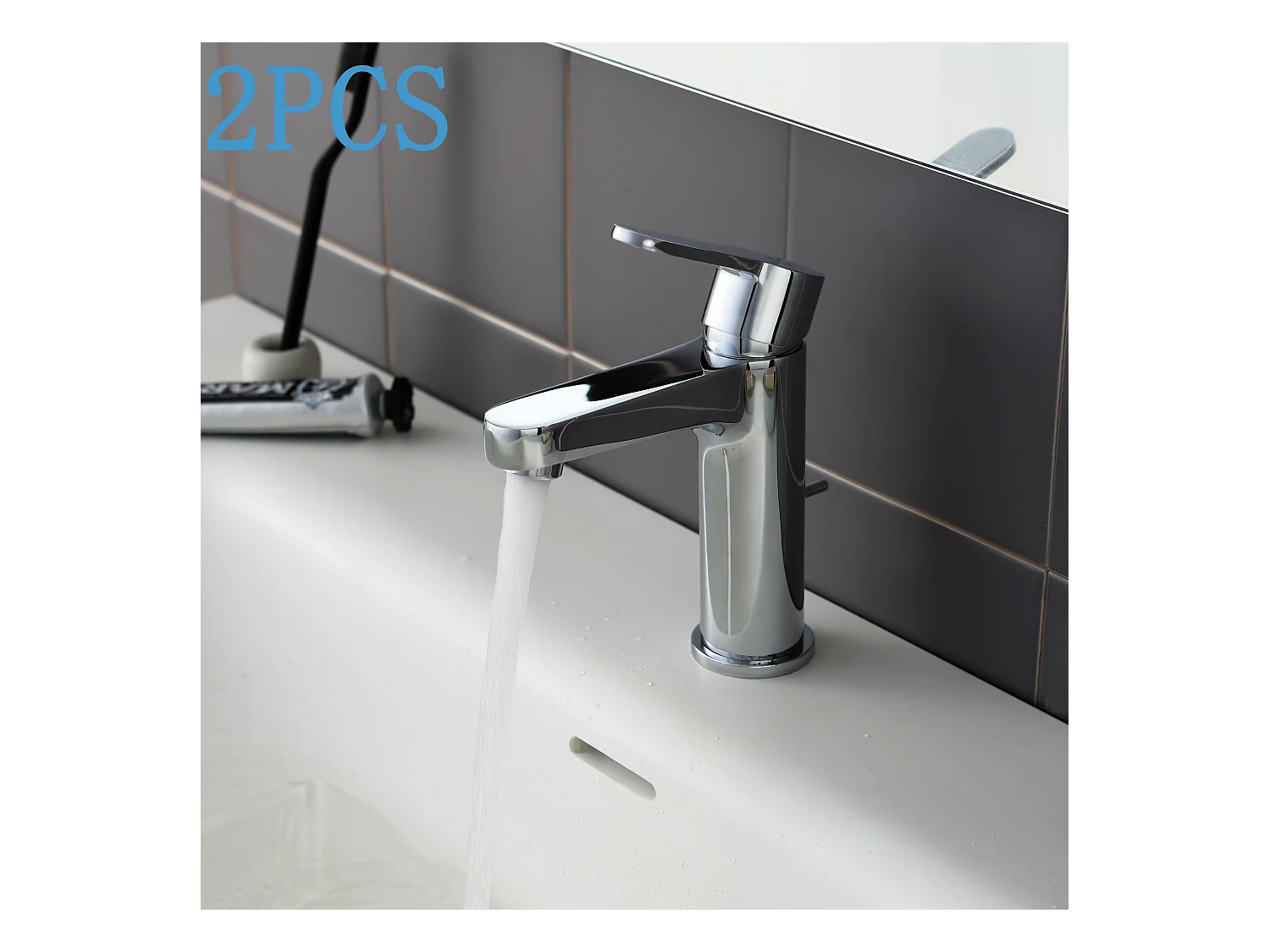 2PCS Cecipa max wastafelkraan chroom, badkamerkraan met automatische afvoer, wastafelmengkraan voor badkamer, EU-model