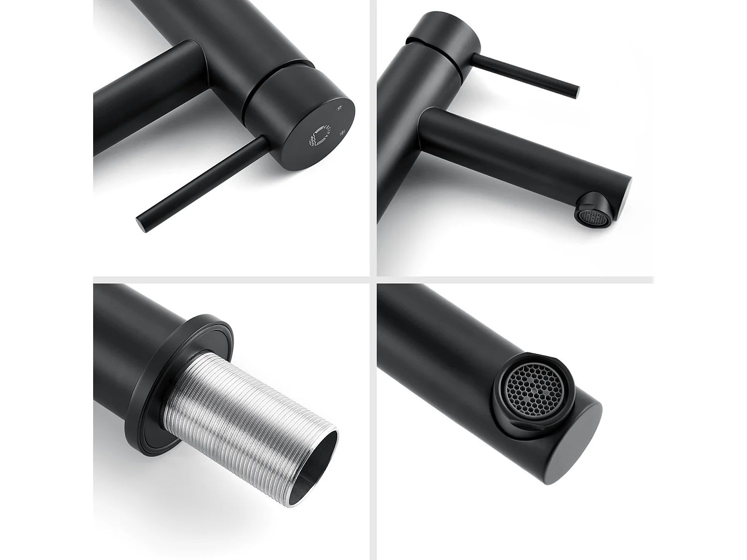 Cecipa max 2-teiliger schwarzer Waschtischhahn, Badezimmer-Waschbeckenhahn, Badezimmer-Waschbecken-Mischbatterie, Kalt- und Warmwasser, EU-Modell