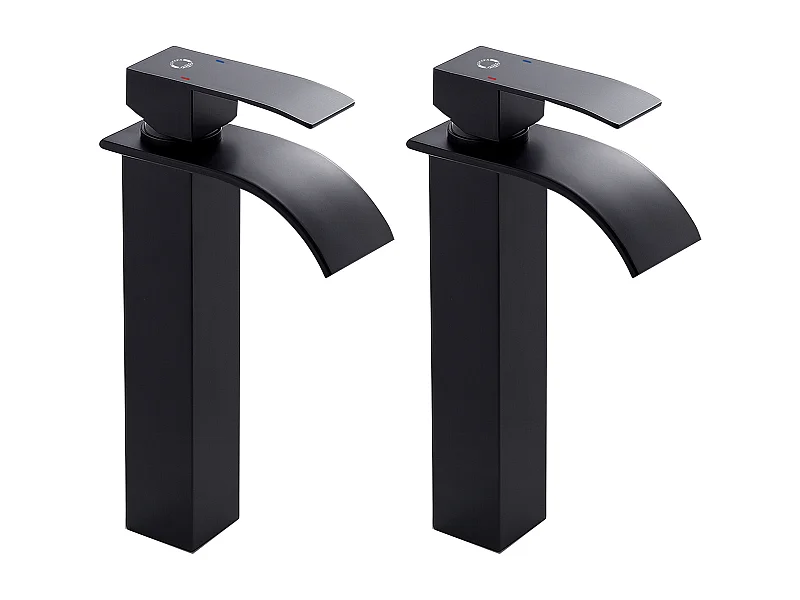 2PCS!!! Cecipa max Grifo para lavabo en cascada negro, grifo monomando para lavabo sobre encimera para baño, mezclador para lavabo de diseño moderno, modelo UE