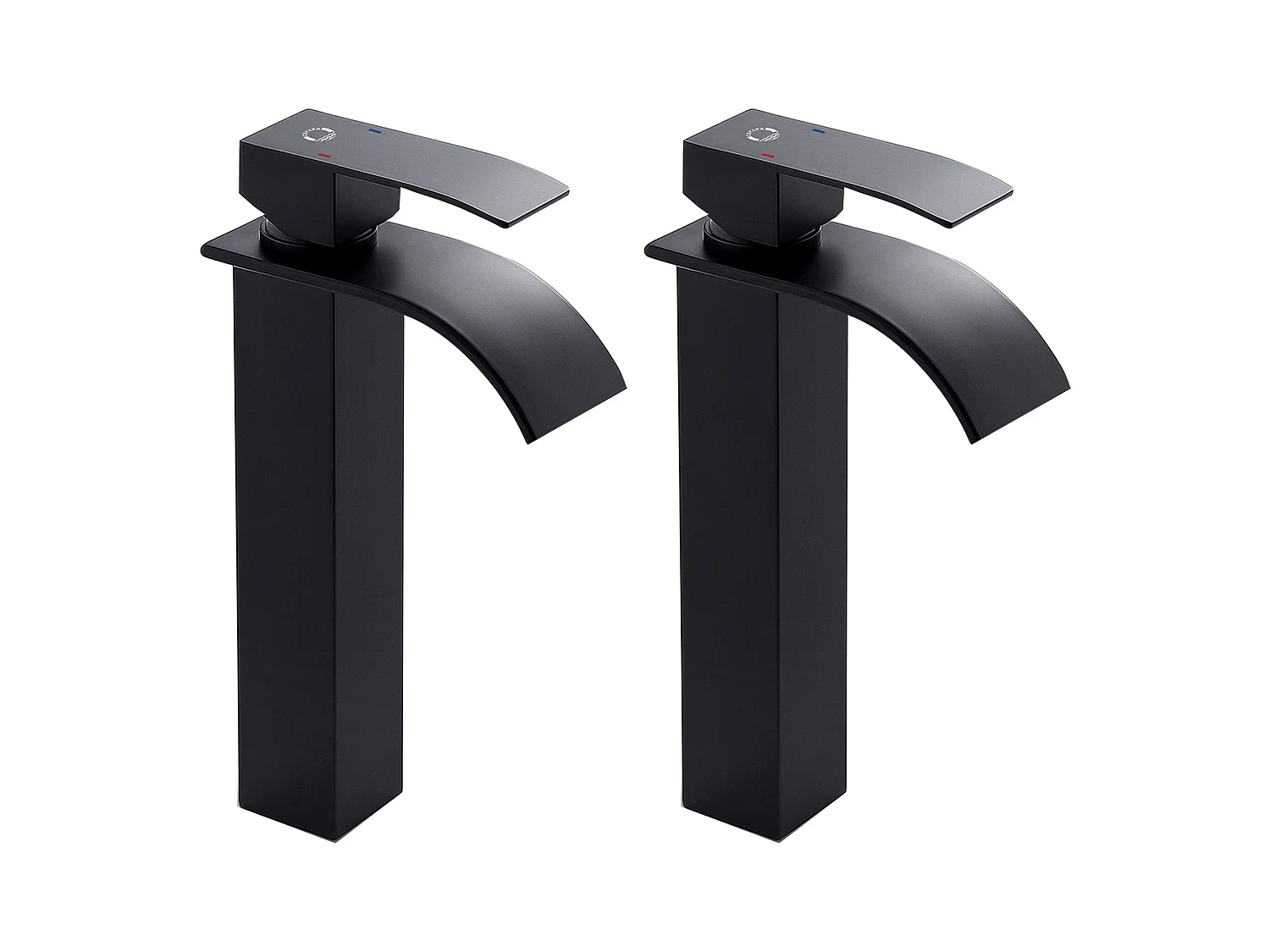 2PCS!!! Cecipa max Robinet de Lavabo Cascade Noir,Robinet de Lavabo de Comptoir à Poignée Unique Pour SDB,Mitigeur de Lavabo Design Moderne,EU Modèle