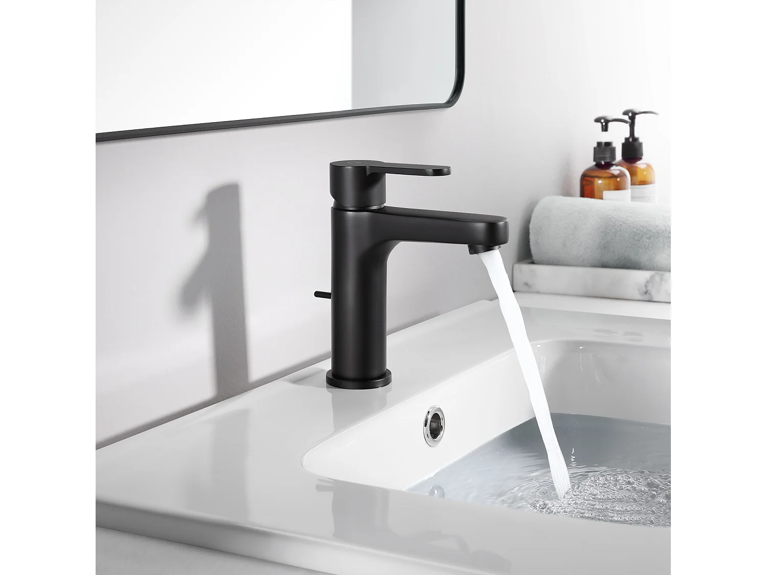 2 uds Cecipa max grifo de lavabo negro, grifo de baño con drenaje automático, mezclador de lavabo para baño, modelo UE
