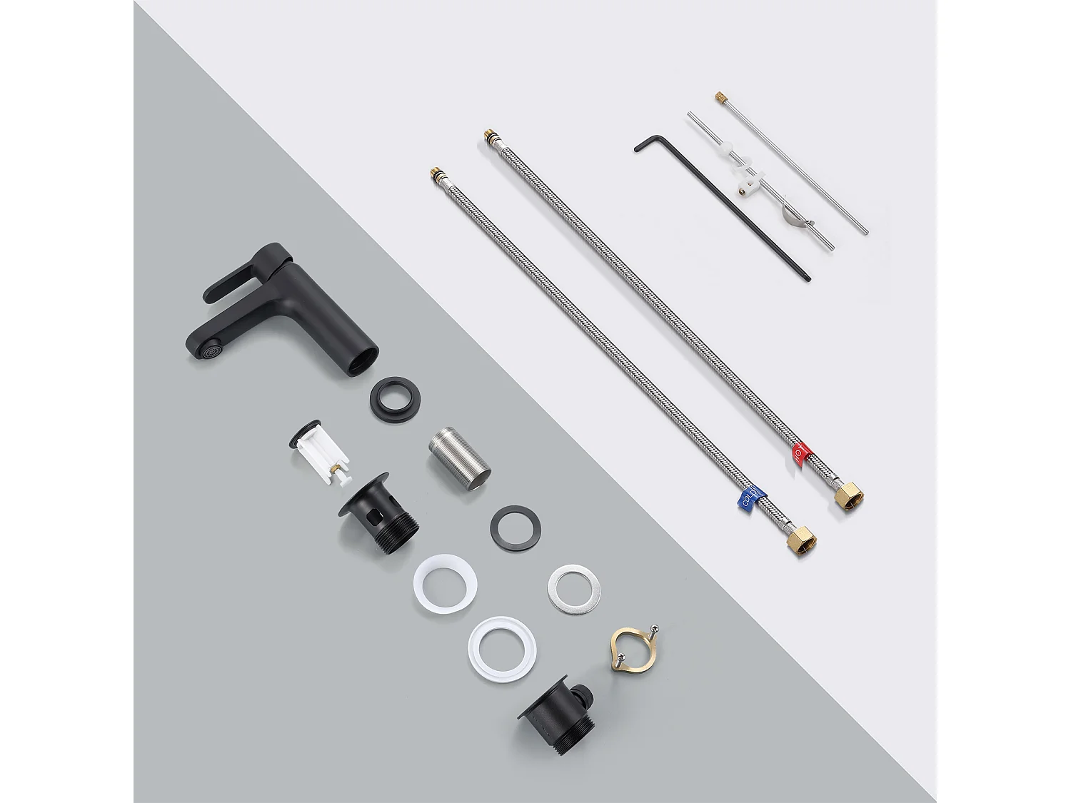 2 uds Cecipa max grifo de lavabo negro, grifo de baño con drenaje automático, mezclador de lavabo para baño, modelo UE