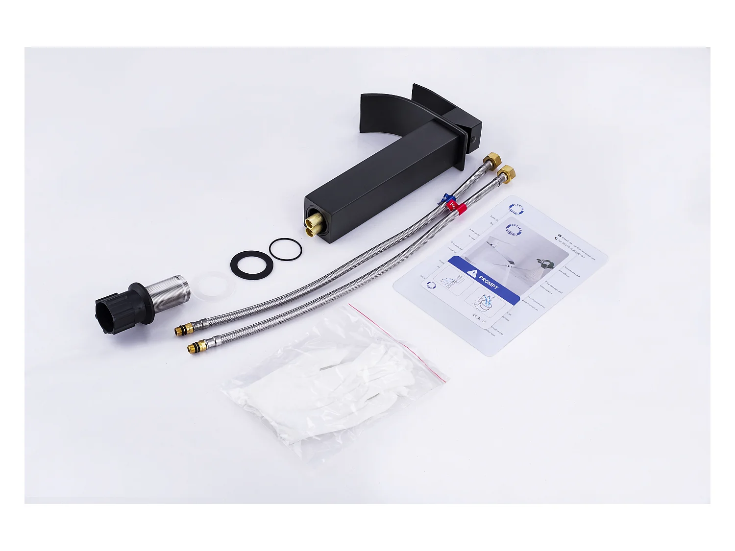 Cecipa max Mezclador de lavabo en cascada negro y grifo de lavabo Grifo de lavabo de acero inoxidable Caño alto cuadrado, modelo UE