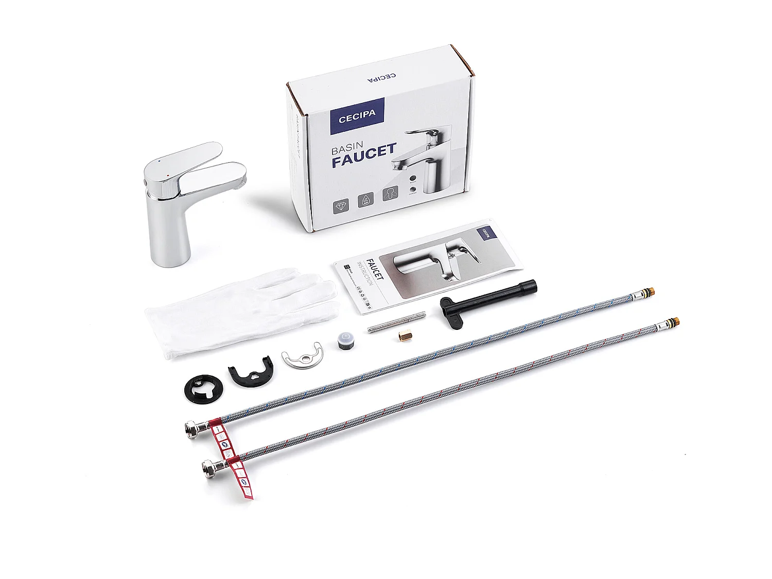 Cecipa max Robinet de Salle de Bain, Mitigeur Monocommande Chromé, Robinet de Salle de Bain, Robinet de Lavabo Avec Bec Hauteur 85 mm,EU Modèle