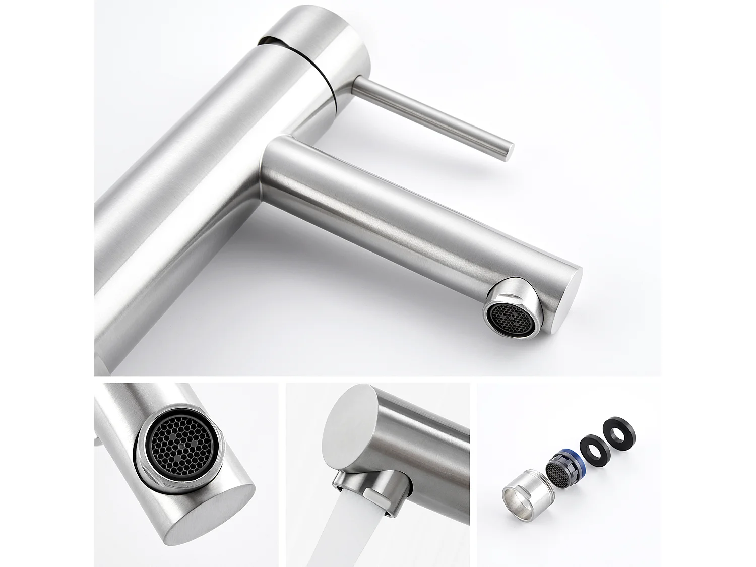 Cecipa max 2 uds grifo de lavabo cepillado, mezclador de lavabo de baño, grifo de lavabo de agua fría y caliente, modelo UE