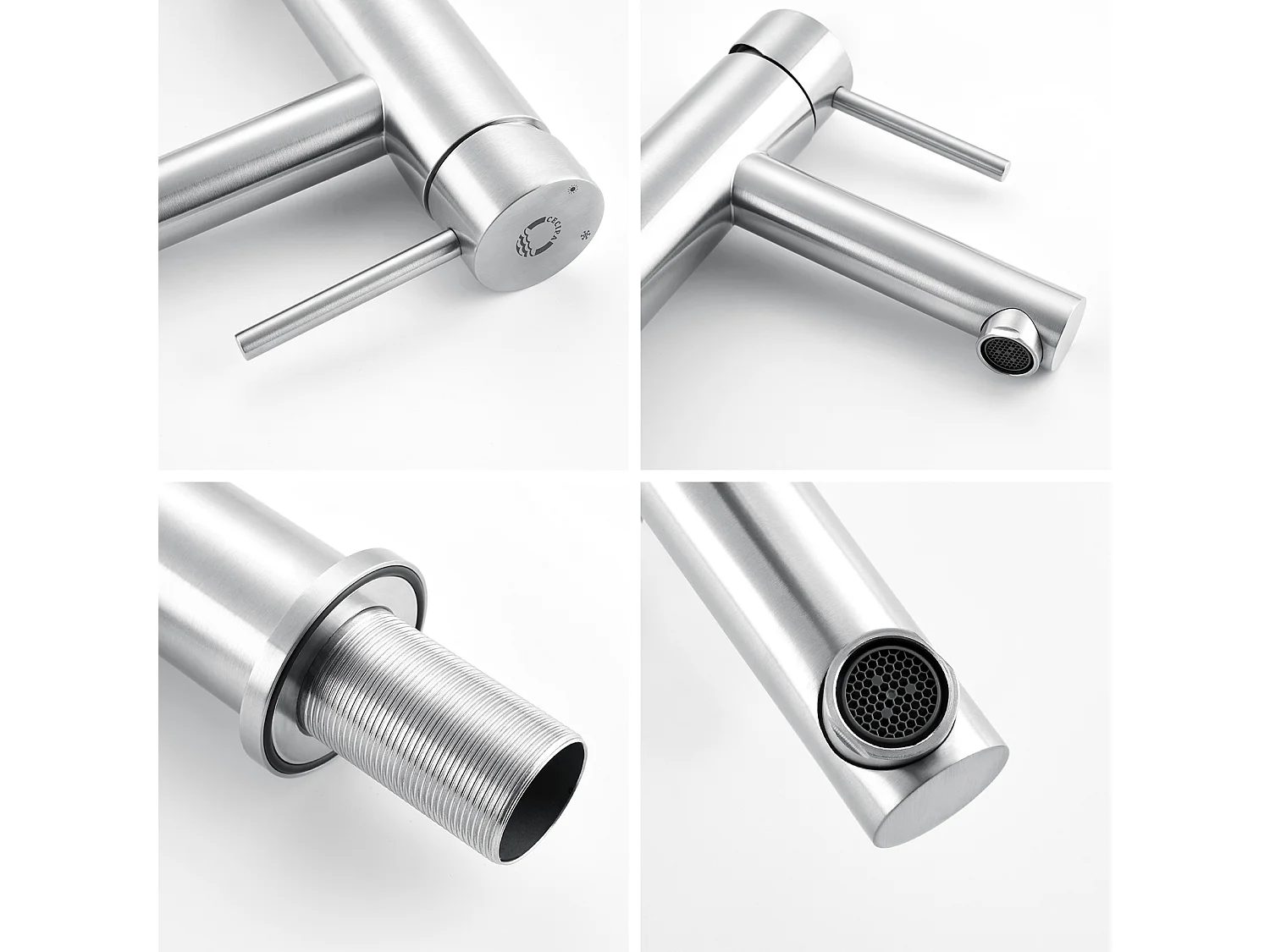 Cecipa max 2PCS geborstelde wastafelkraan, wastafelmengkraan, koud en warm water wastafelkraan, EU-model