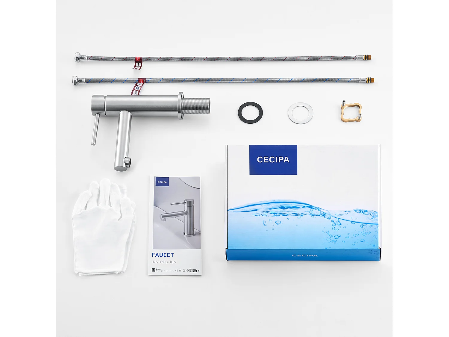 Cecipa max 2PCS geborstelde wastafelkraan, wastafelmengkraan, koud en warm water wastafelkraan, EU-model