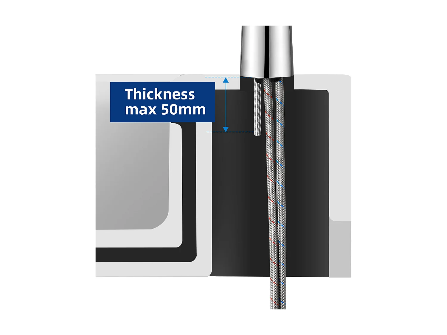 Cecipa max 2PCS chroom badkamermengkraan, badkamerkraan, wastafelkraan met uitloop hoogte 85 mm, waterbesparend, EU-model