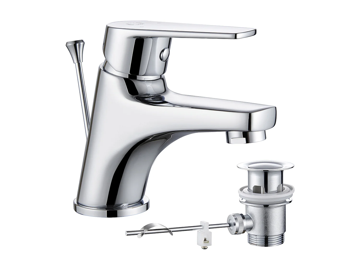 Cecipa max Robinet de Salle de Bain avec Tirette, Mitigeur de Lavabo avec Garniture de Vidage,Robinet de Lavabo avec Bec Hauteur 57mm,EU Modèle