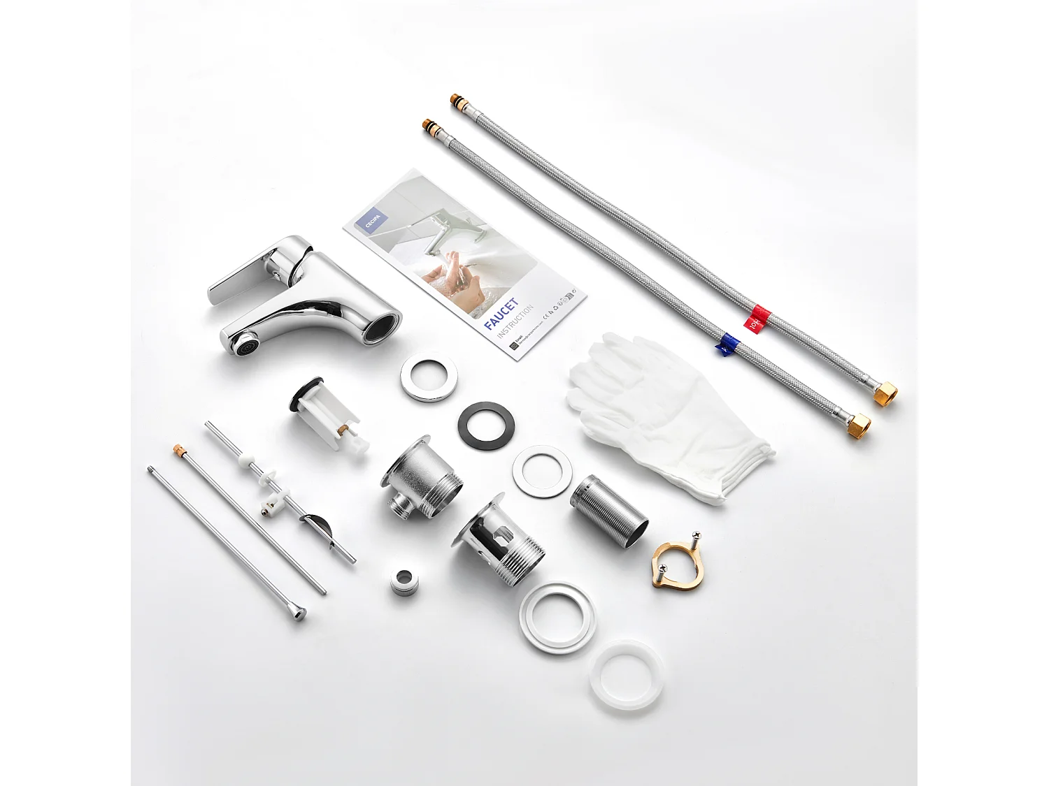 Cecipa max Robinet de Salle de Bain avec Tirette, Mitigeur de Lavabo avec Garniture de Vidage,Robinet de Lavabo avec Bec Hauteur 57mm,EU Modèle