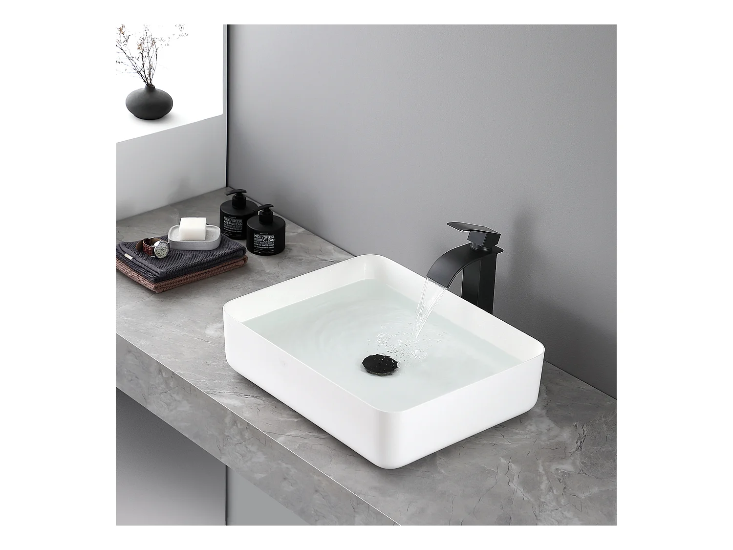 Cecipa max Rubinetto a Cascata con Bocca Alta Miscelatore Monocomando Lavabo Alto Rubinetto Lavabo Monoforo con Comando Monocomando in Rame, Modello EU