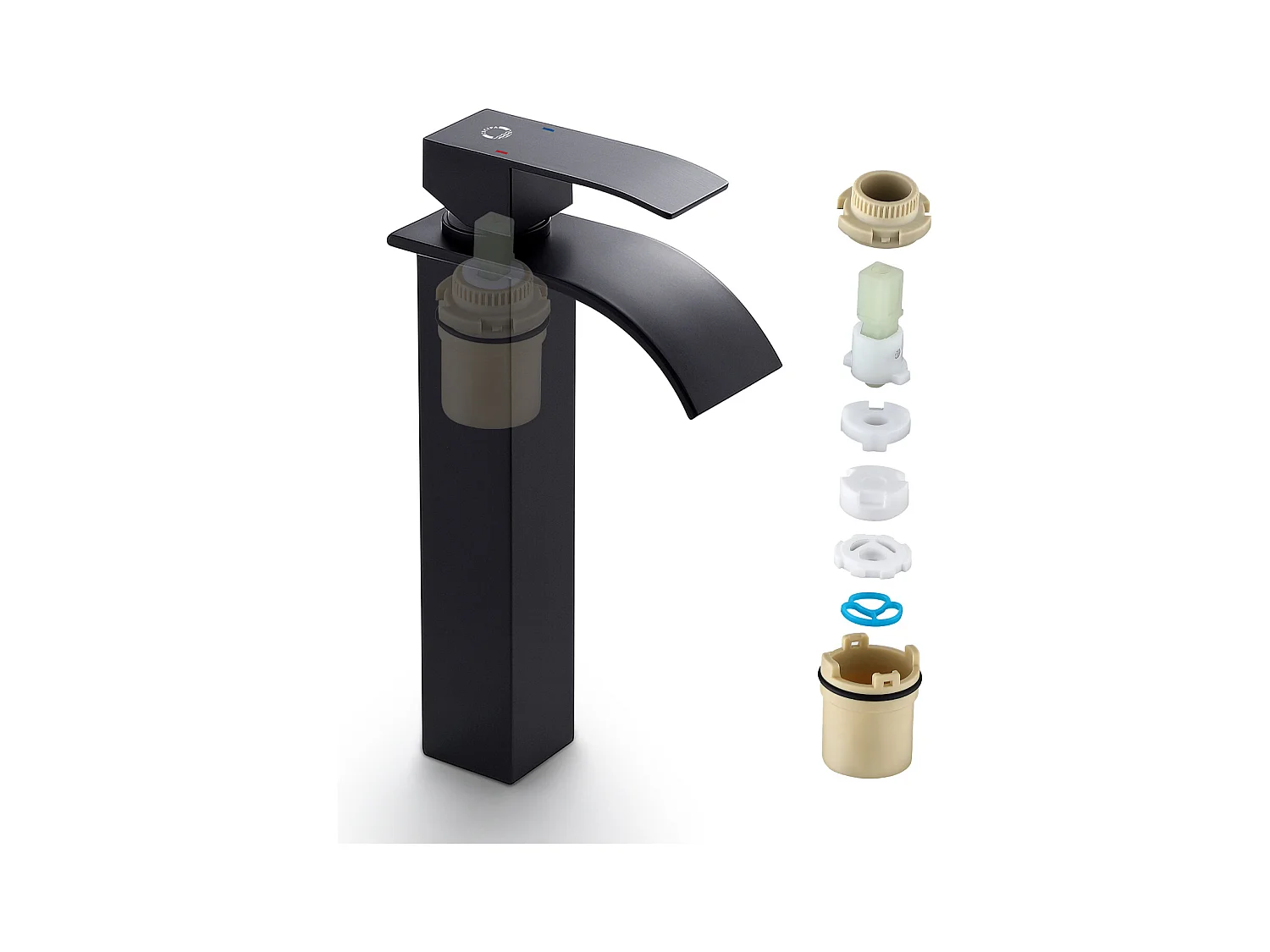 Cecipa max Rubinetto a Cascata con Bocca Alta Miscelatore Monocomando Lavabo Alto Rubinetto Lavabo Monoforo con Comando Monocomando in Rame, Modello EU