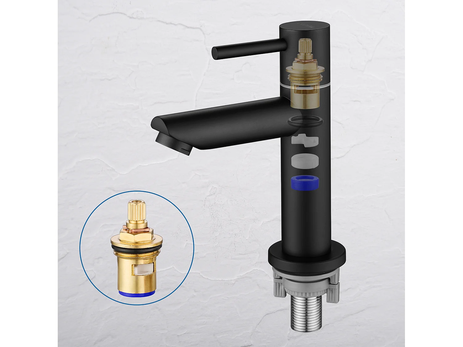 Cecipa max Rubinetto per lavabo nero Acqua fredda 93,4 mm Rubinetto per bagno Rubinetto per acqua fredda, Modello UE