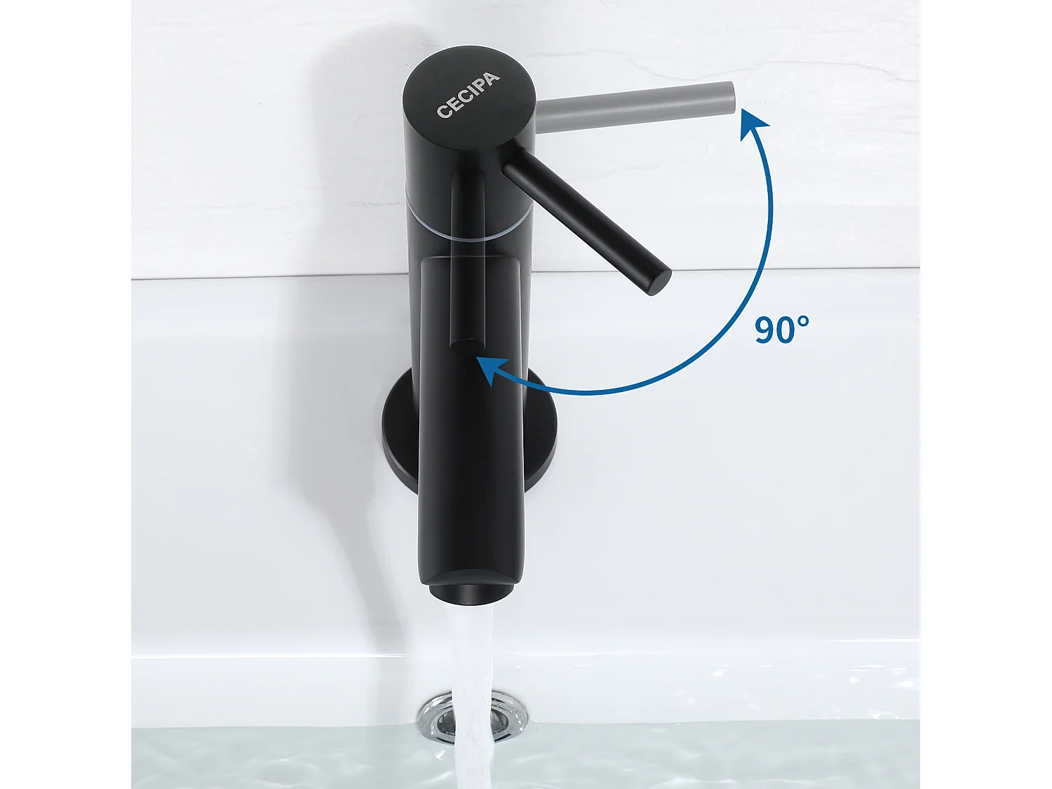 Cecipa max Rubinetto per lavabo nero Acqua fredda 93,4 mm Rubinetto per bagno Rubinetto per acqua fredda, Modello UE