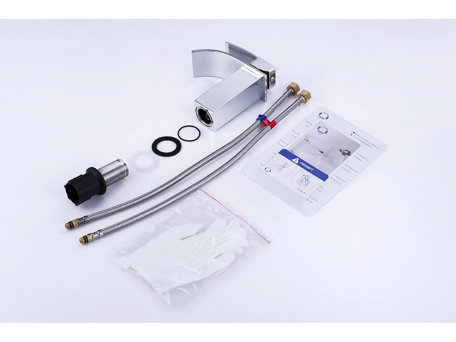 Rubinetto per lavabo a cascata Cecipa max, 2 pezzi, miscelatore per lavabo monocomando, acqua calda e fredda, cromato!,Modello UE