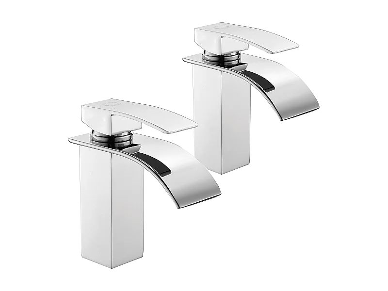 2PCS Cecipa max Robinet de Lavabo de Salle de Bain Cascade, Mitigeur de Lavabo à Poignée Unique, Eau Chaude et Froide, Chromé!,EU Modèle