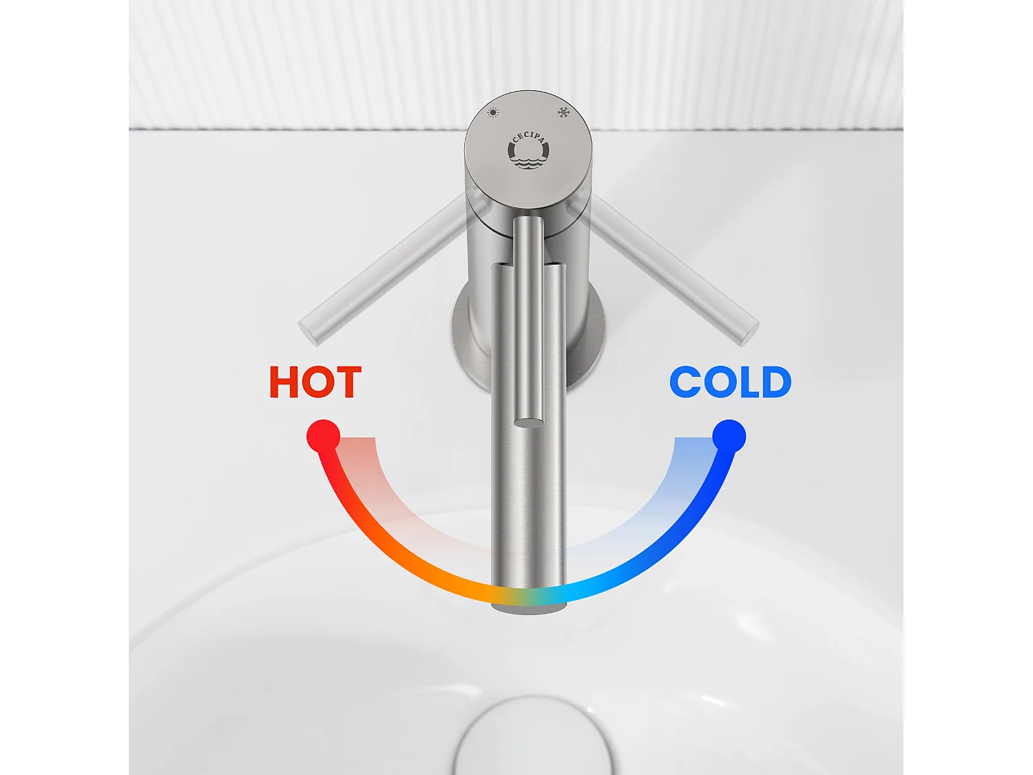 Cecipa max Robinet pour Lavabo Brossé, Mitigeur pour Lavabo de Salle de Bain, Robinet pour Lavabo de Salle de Bain Eau Froide et Chaude,EU Modèle