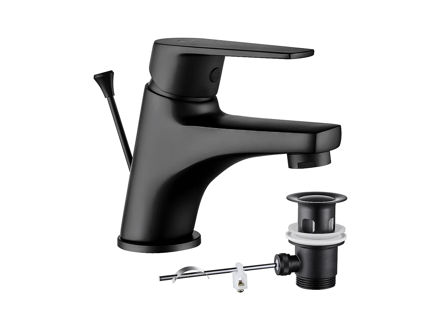 Cecipa max Robinet de Salle de Bain Noir, Robinet de Lavabo avec Garniture de Vidage à Tirette, Mitigeur de Lavabo en Laiton,EU Modèle