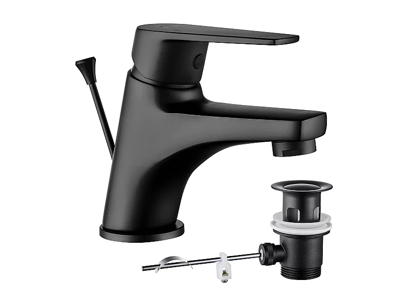 Cecipa max Robinet de Salle de Bain Noir, Robinet de Lavabo avec Garniture de Vidage à Tirette, Mitigeur de Lavabo en Laiton,EU Modèle
