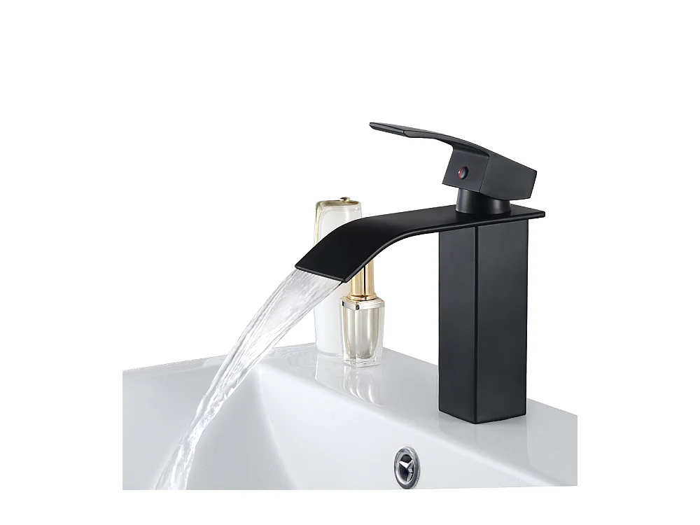 Cecipa max NOIR Robinet de Lavabo en Cascade Mitigeur en Laiton pour Salle de Bain Design Moderne,EU Modèle
