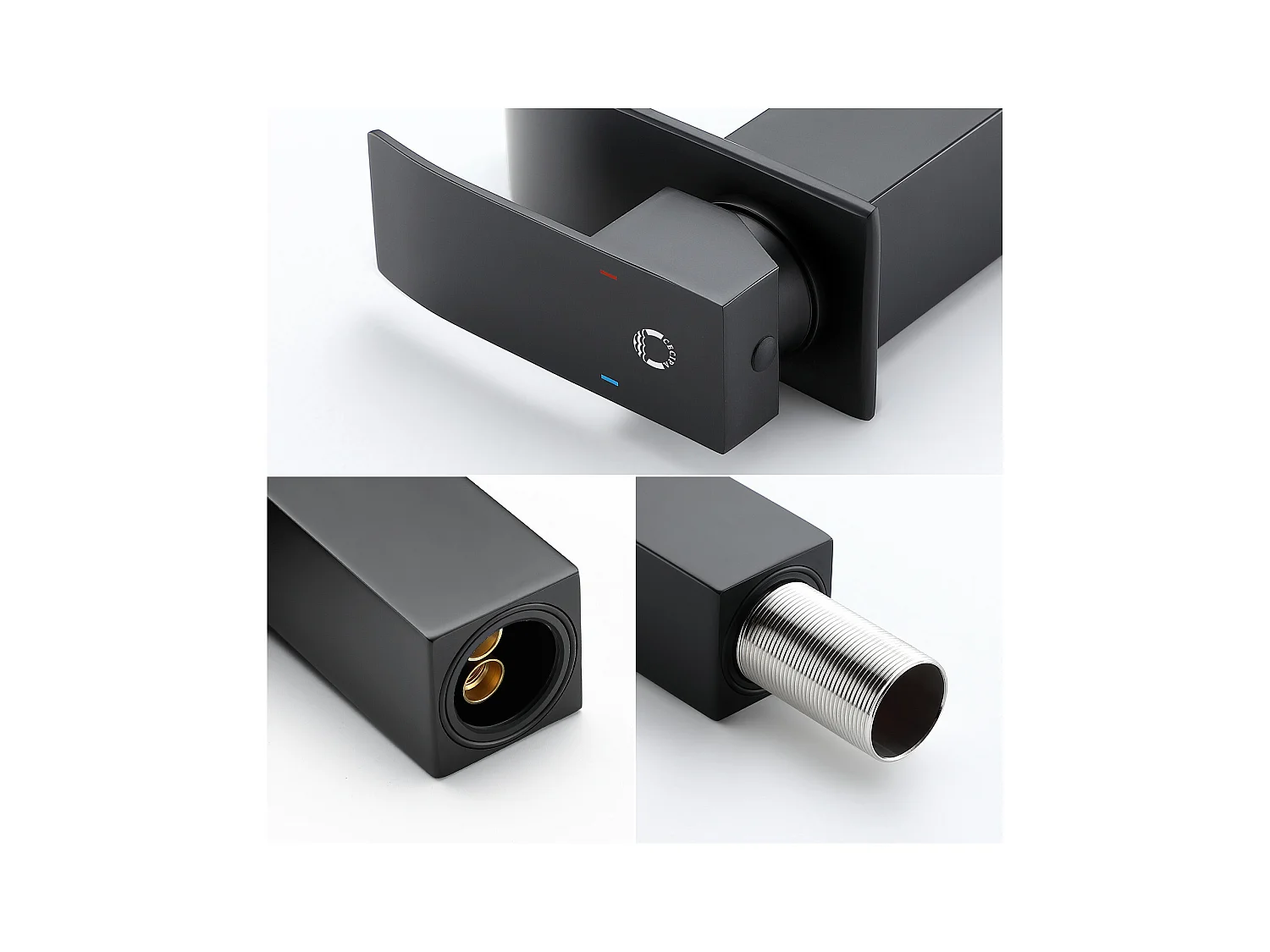 Cecipa max NOIR Robinet de Lavabo en Cascade Mitigeur en Laiton pour Salle de Bain Design Moderne,EU Modèle