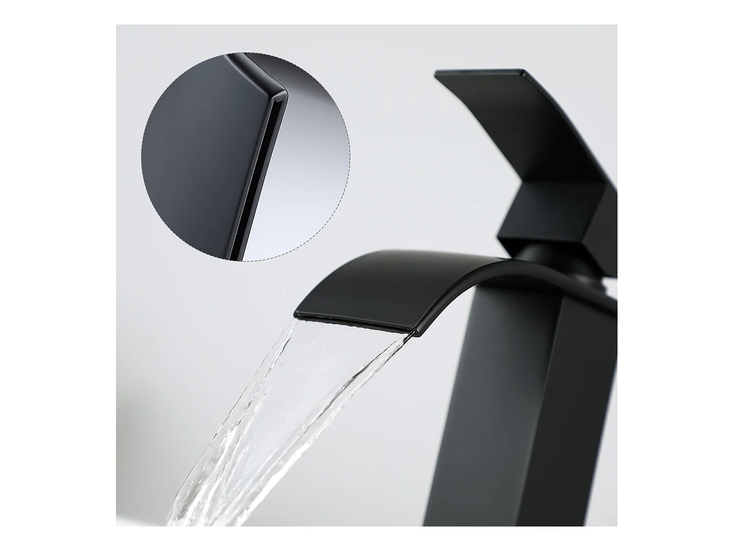 Cecipa max NOIR Robinet de Lavabo en Cascade Mitigeur en Laiton pour Salle de Bain Design Moderne,EU Modèle