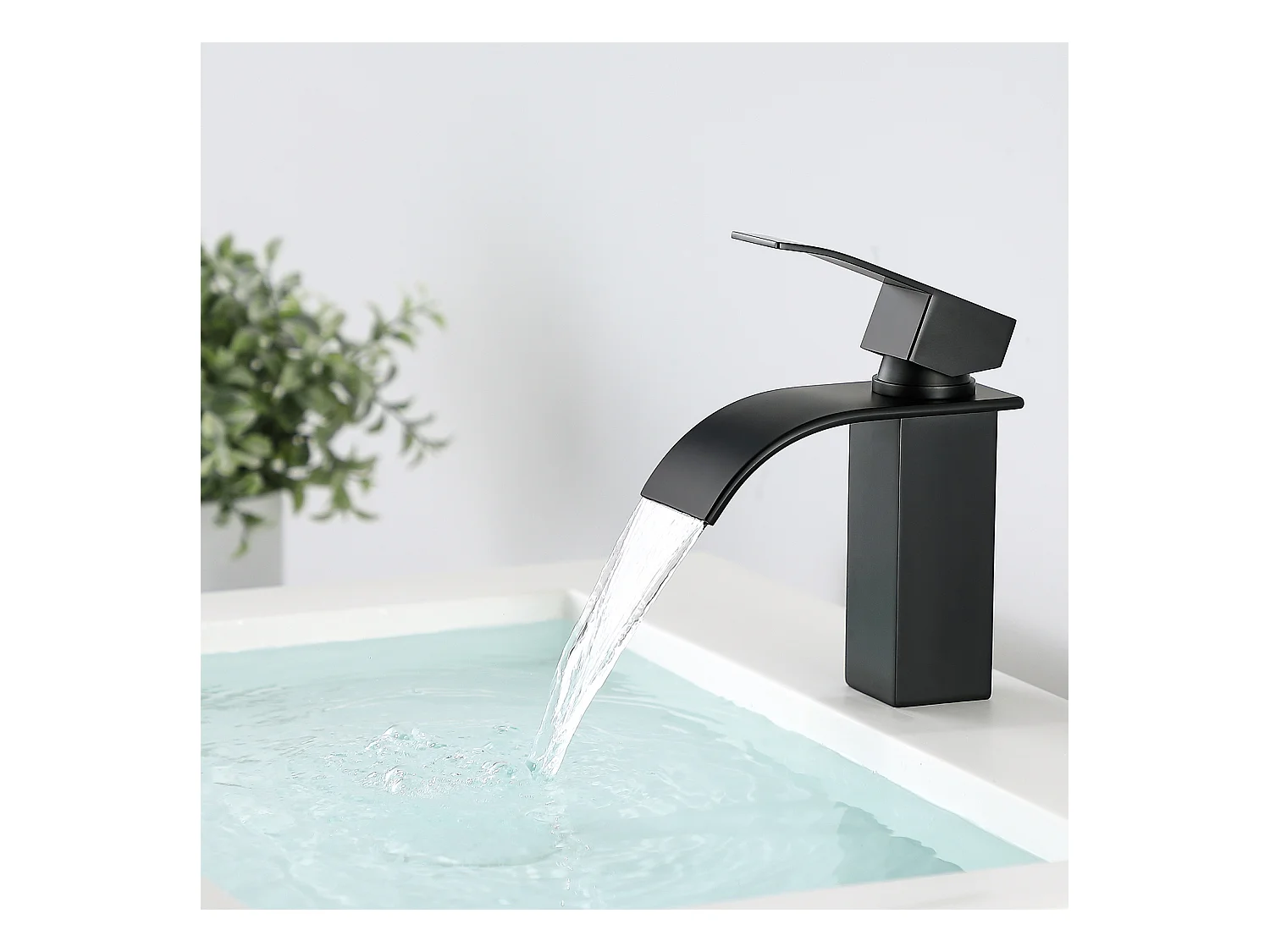 Cecipa max NOIR Robinet de Lavabo en Cascade Mitigeur en Laiton pour Salle de Bain Design Moderne,EU Modèle
