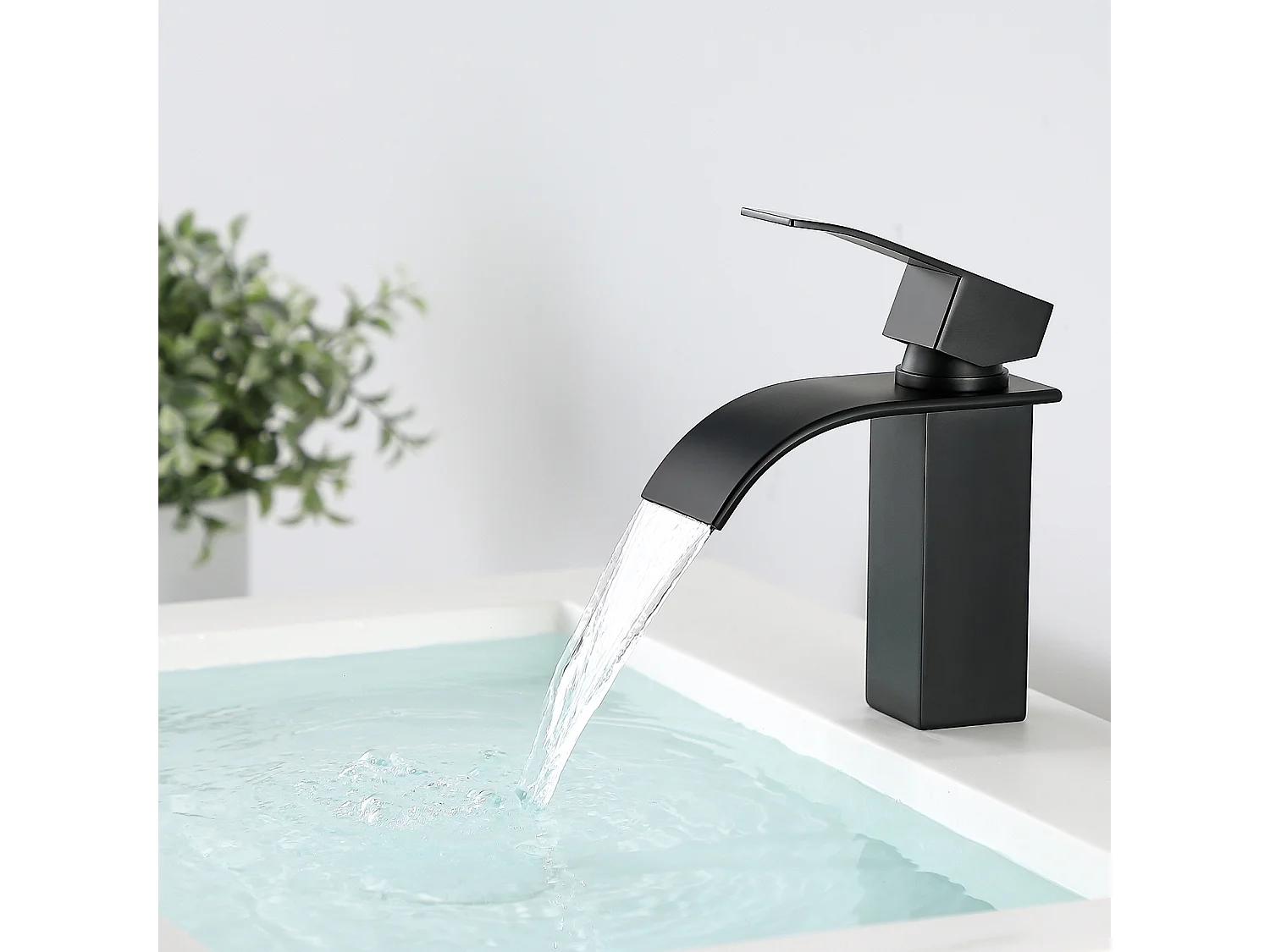 Cecipa max ZWART Waterval Wastafelkraan Messing Mengkraan voor Badkamer Modern Design,EU-model