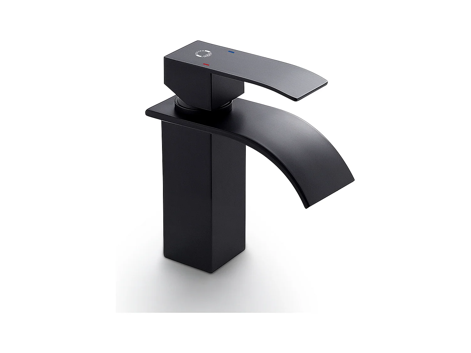 Cecipa max Grifo para lavabo en cascada negro, grifo para lavabo de baño monomando, ahorro de agua, latón negro mate, modelo UE