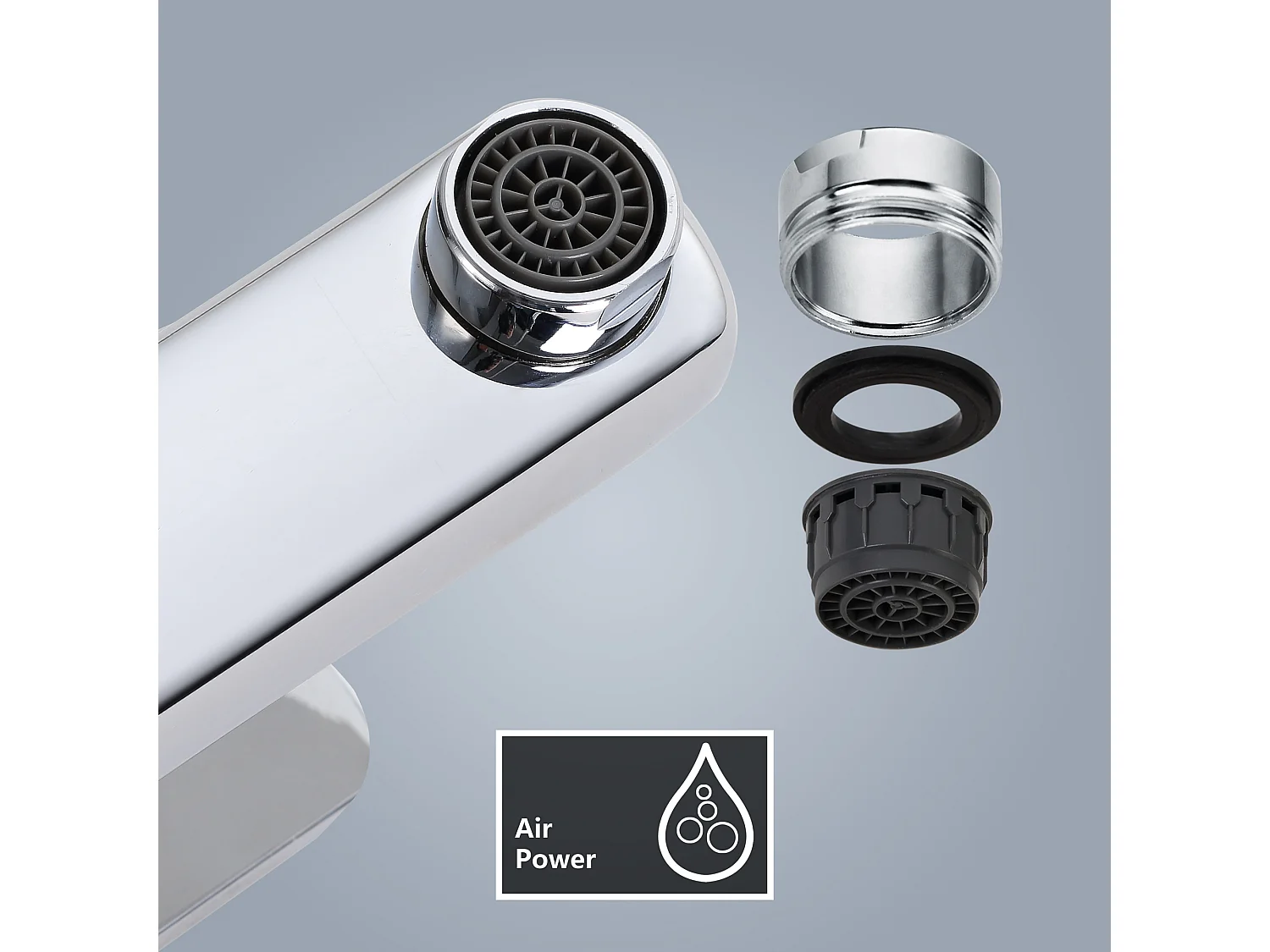 Cecipa max Grifo de lavabo cromado, grifo de baño con desagüe automático, mezclador de lavabo para baño, modelo UE