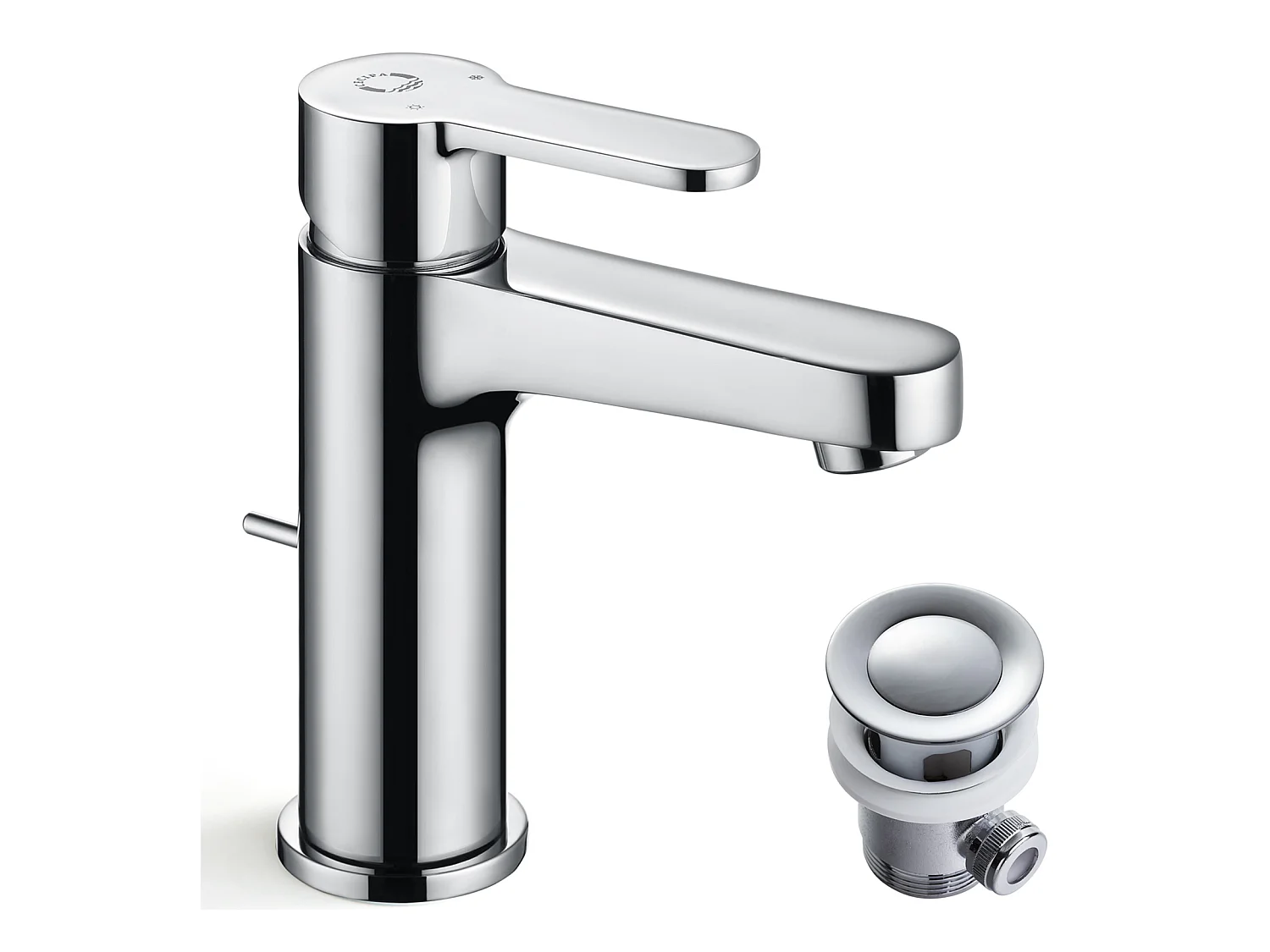 Cecipa max Chrome wastafelkraan, badkamerkraan met automatische afvoer, wastafelmengkraan voor badkamer, EU-model