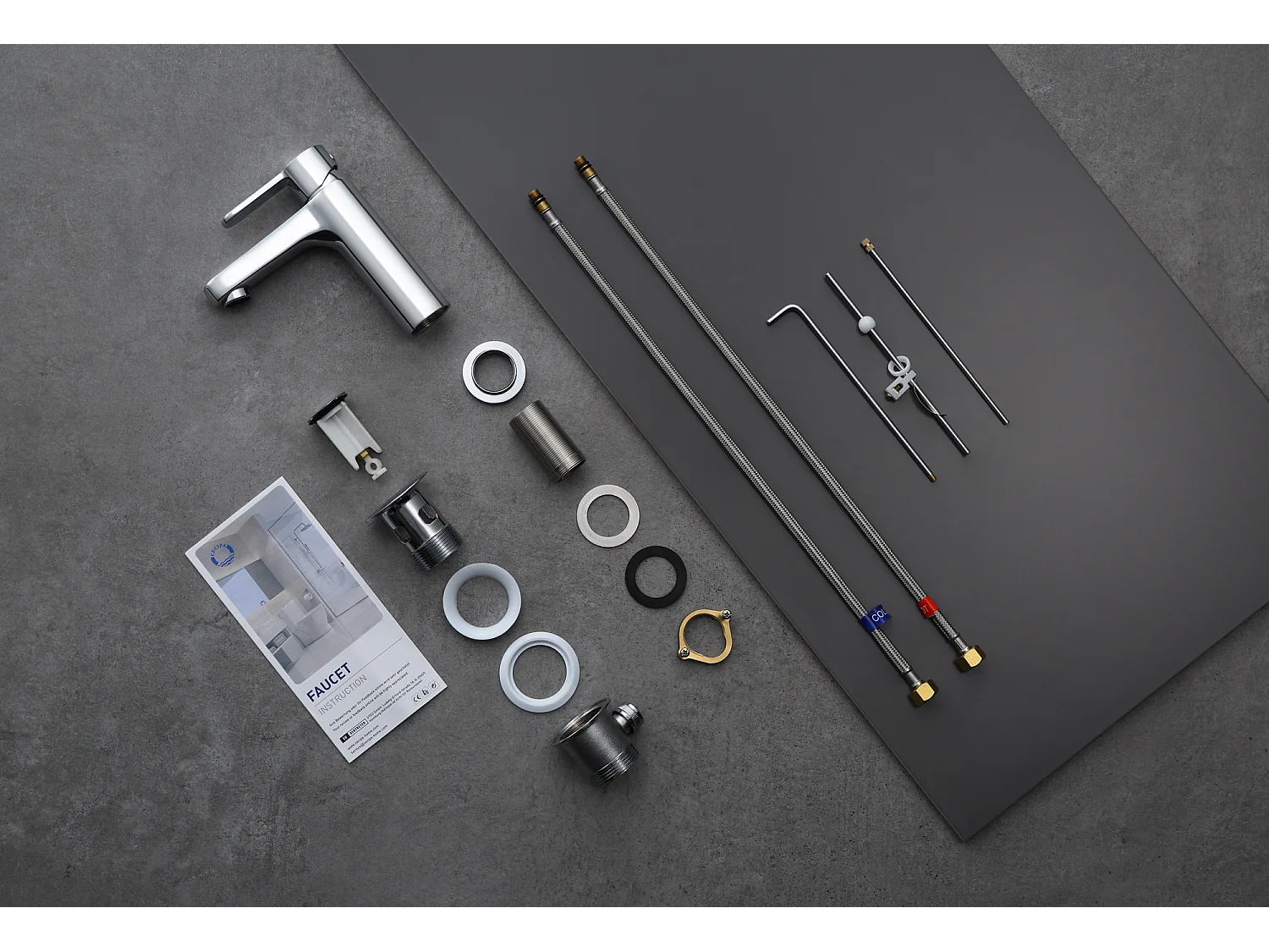 Robinet de Lavabo Chrome, Robinet de Salle de Bain Avec Vidange Automatique, Mitigeur de lavabo pour Salle de Bain, EU Modèle