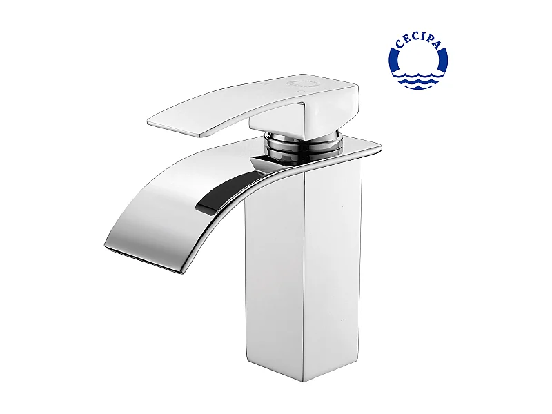 Cecipa max Mezclador de Lavabo en Cascada Cromado y Grifo para Lavabo Cuadrado de Acero Inoxidable, Modelo UE