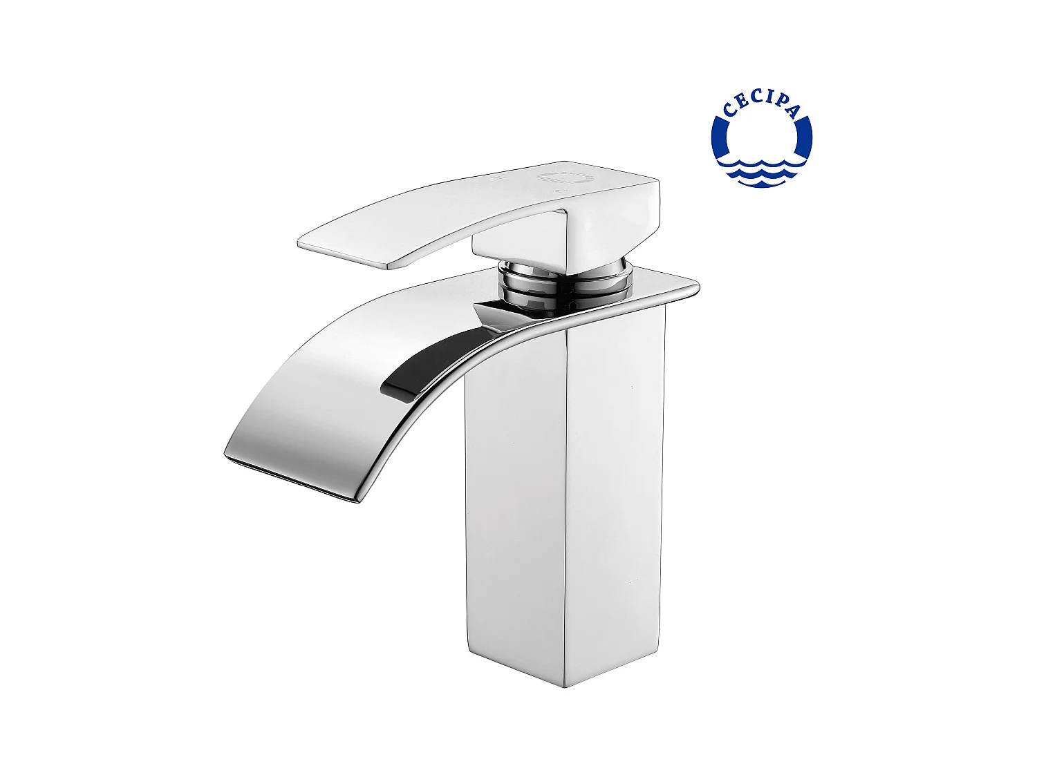 Cecipa max Mitigeur de lavabo en Cascade chrome et vasque robinet lavabo Acier inoxydable Carré,EU Modèle