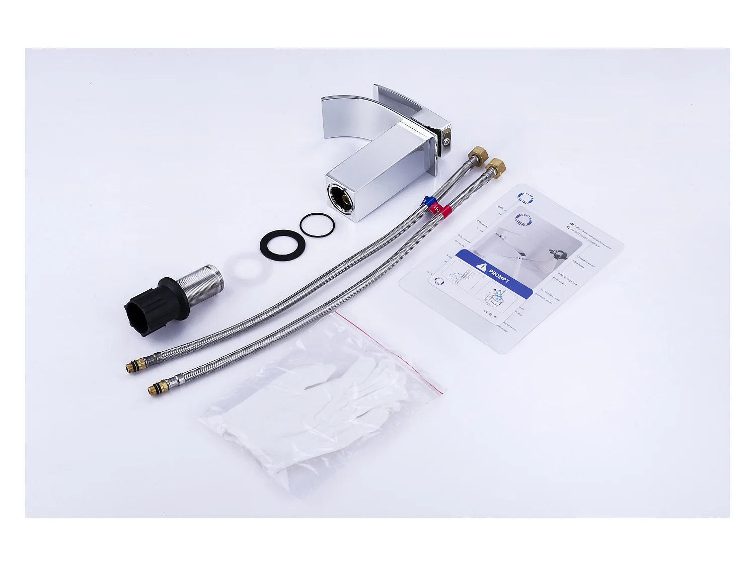 Cecipa max Mezclador de Lavabo en Cascada Cromado y Grifo para Lavabo Cuadrado de Acero Inoxidable, Modelo UE