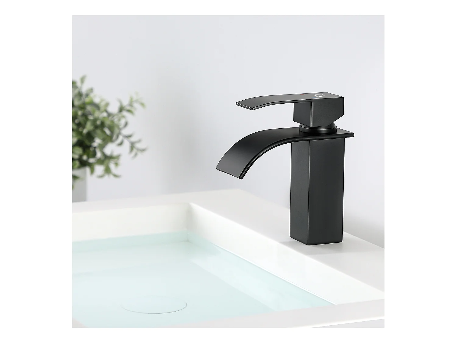 uds Cecipa max grifo de lavabo de cascada negro, grifo de lavabo de baño de una sola manija, ahorro de agua, latón negro mate, modelo UE