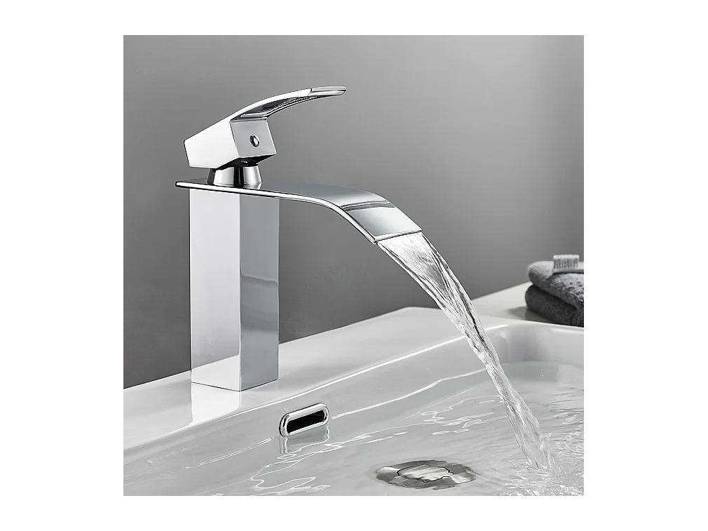 Cecipa max Robinet Salle de Bain Robinet Mono-trou Mitigeur Lavabo Cascade Robinetterie Lave-mains avec Levier Unique,EU Modèle