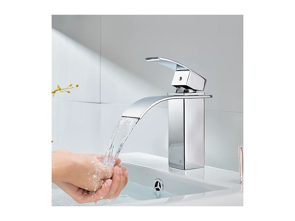 Cecipa max Grifo de baño Grifo de un Solo Orificio Mezclador de Lavabo en Cascada Grifo de Lavabo con Palanca única, Modelo UE