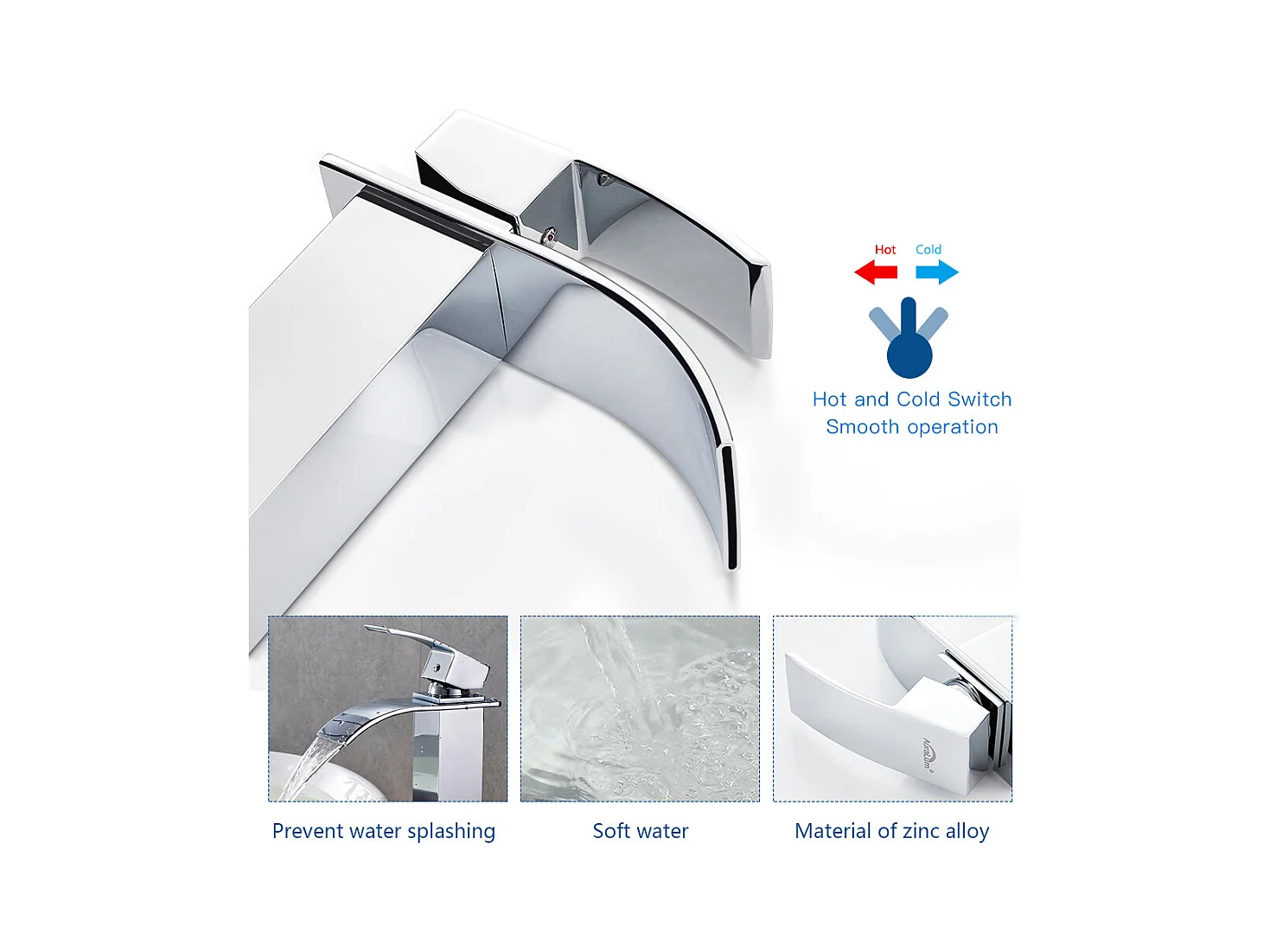 Cecipa max Grifo de baño Grifo de un Solo Orificio Mezclador de Lavabo en Cascada Grifo de Lavabo con Palanca única, Modelo UE