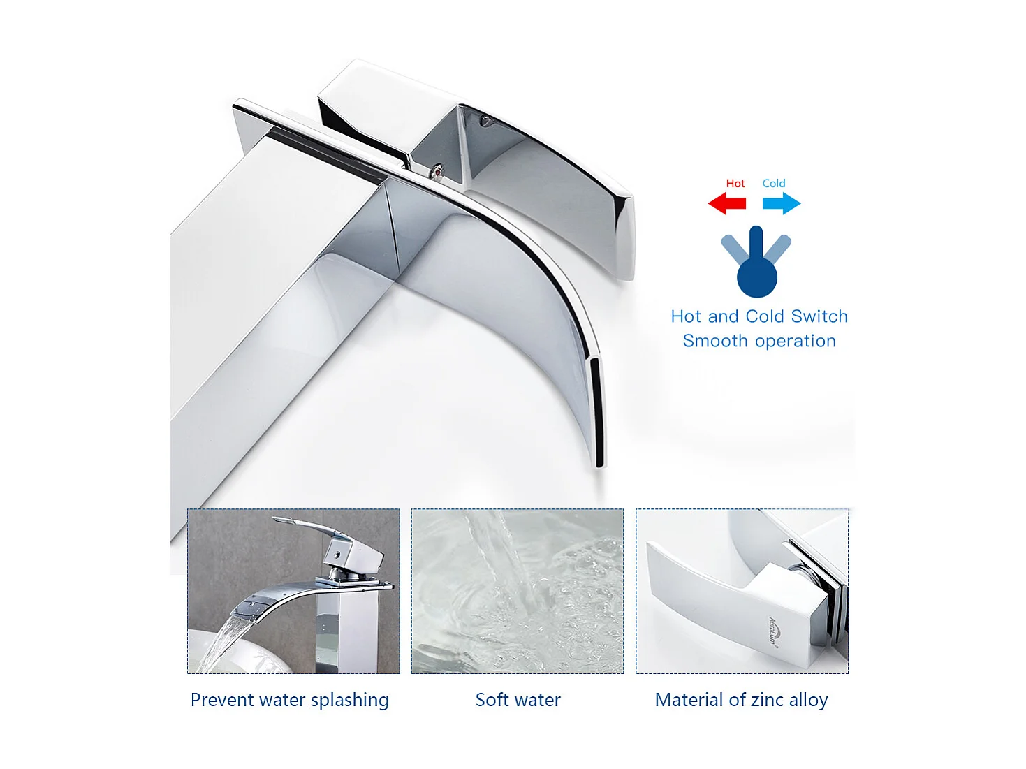 Cecipa max Grifo de baño Grifo de un Solo Orificio Mezclador de Lavabo en Cascada Grifo de Lavabo con Palanca única, Modelo UE