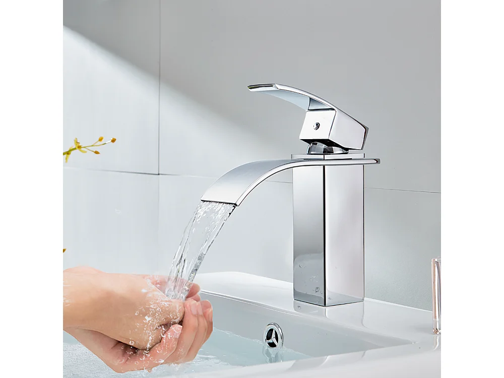 Cecipa max Grifo de baño Grifo de un Solo Orificio Mezclador de Lavabo en Cascada Grifo de Lavabo con Palanca única, Modelo UE