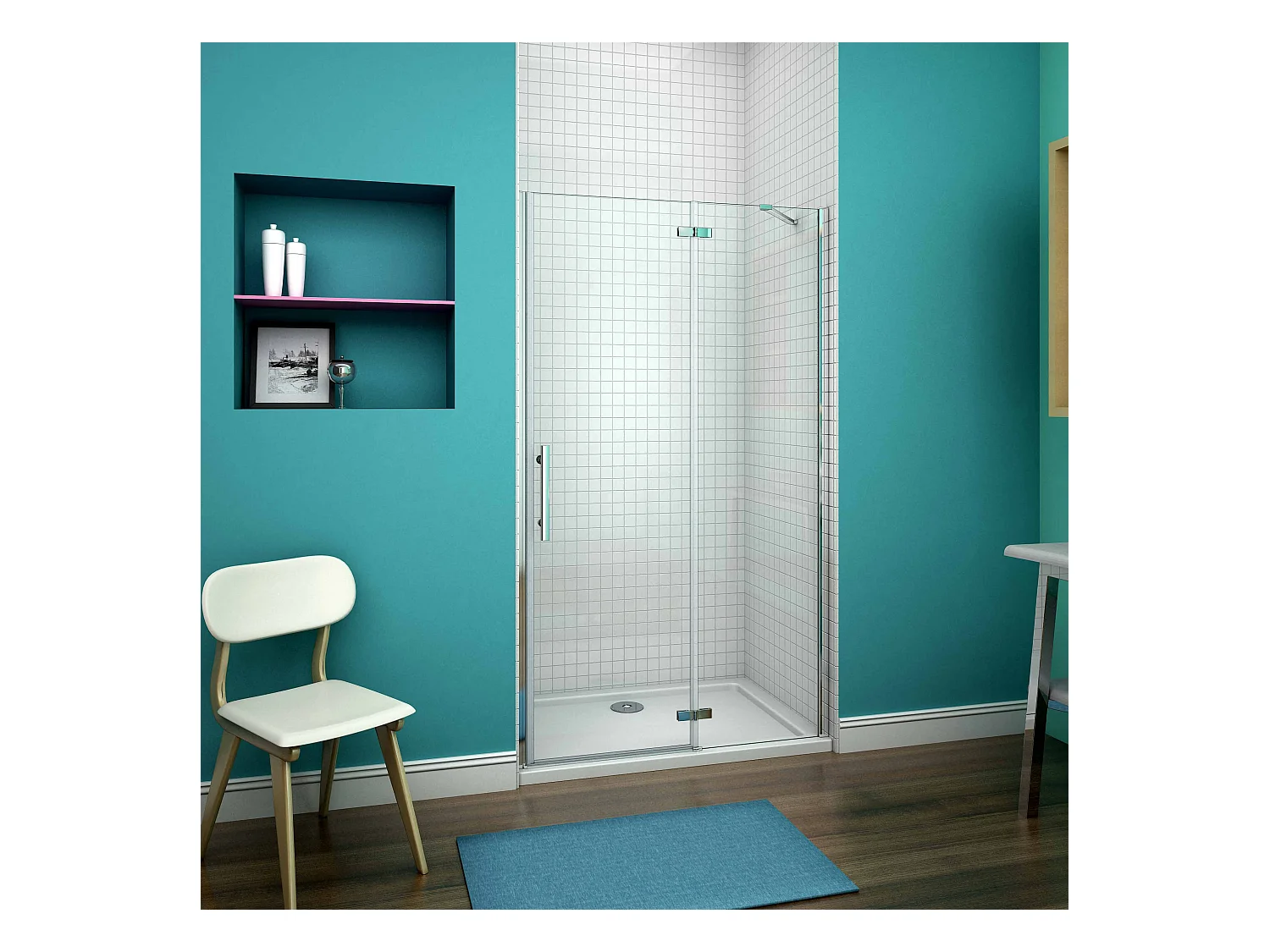 AICA Mampara de Ducha Frontal Abatible Perfil Cromado Vidrio Antical 6mm (790-820)x1900mm