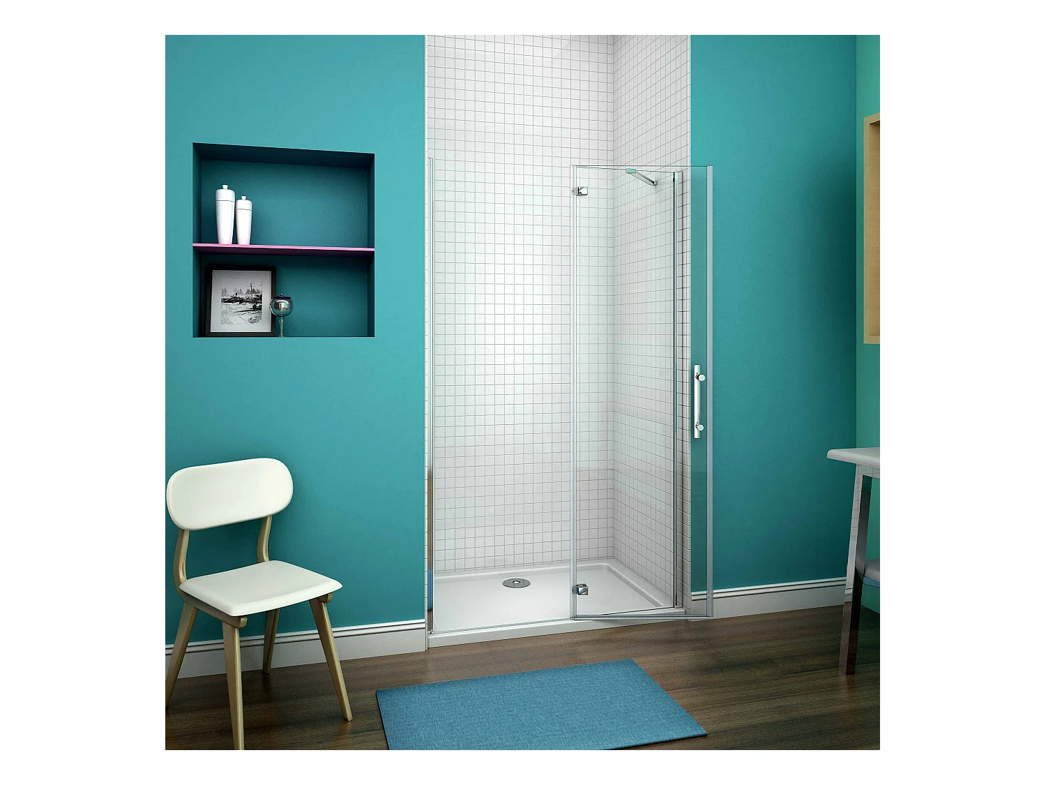 AICA Mampara de Ducha Frontal Abatible Perfil Cromado Vidrio Antical 6mm (790-820)x1900mm