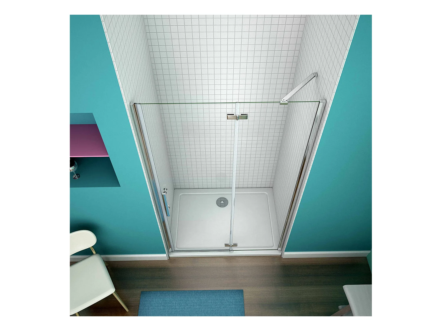 AICA Mampara de Ducha Frontal Abatible Perfil Cromado Vidrio Antical 6mm (790-820)x1900mm