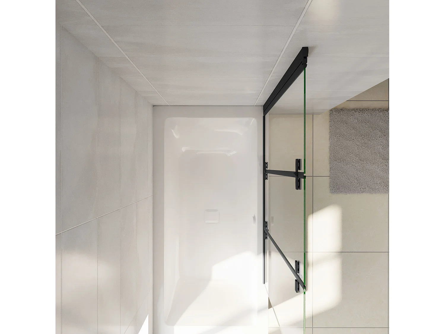 Painel de Banheira Dobrável 3 Folhas Vidro Anti-calcário 6mm Dobrável 3 vezes Dimensões (1280-1300)x1400mm