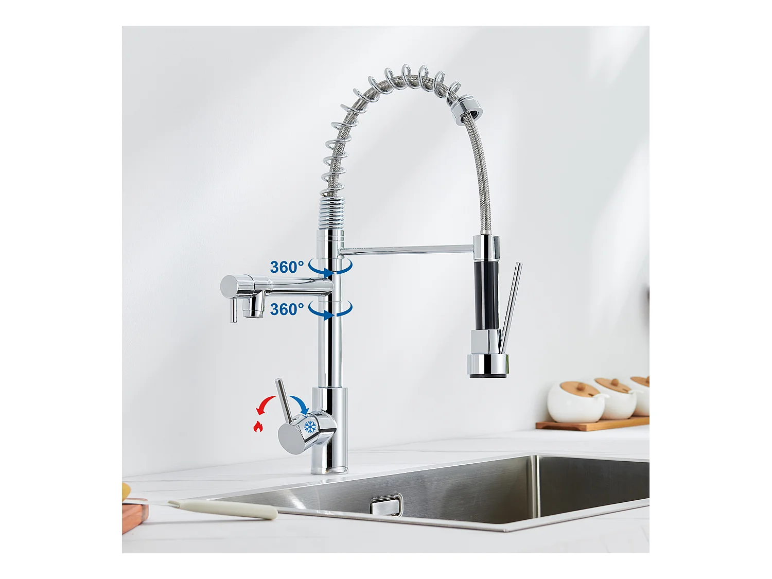 Auralum MAX Aanrecht 1 Bak Geborsteld RVS75*45*19CM-ÉViermet Opvouwbare Afdruiprek + 360° Draaibare Keukenkraan Uittrekbare Douche