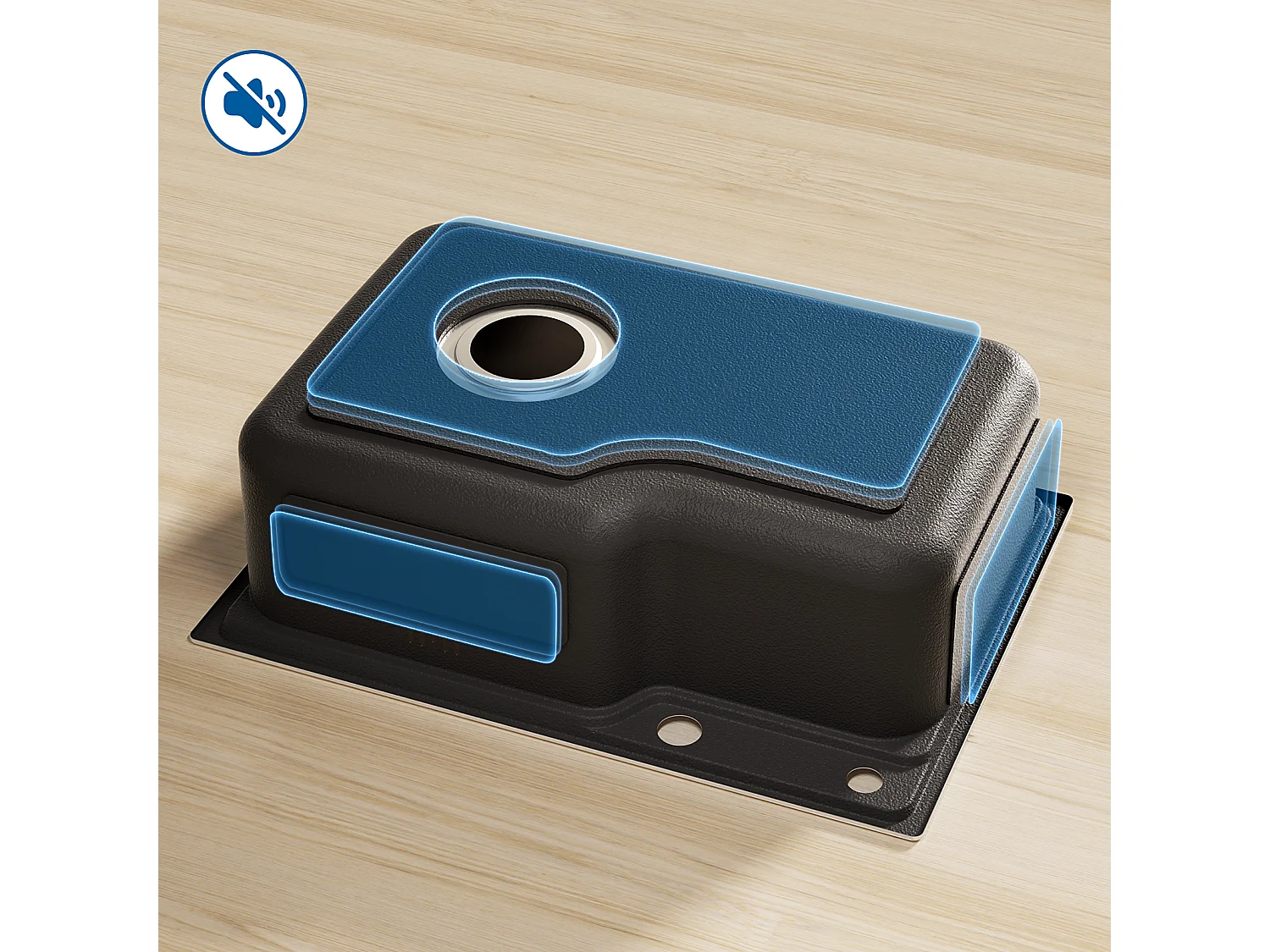 Auralum Max Évier Cuisine 1 Bac 62*45*21CM Évier de Cuisine en Acier Inoxydable PVD Nano Vasque à Poser,Argent