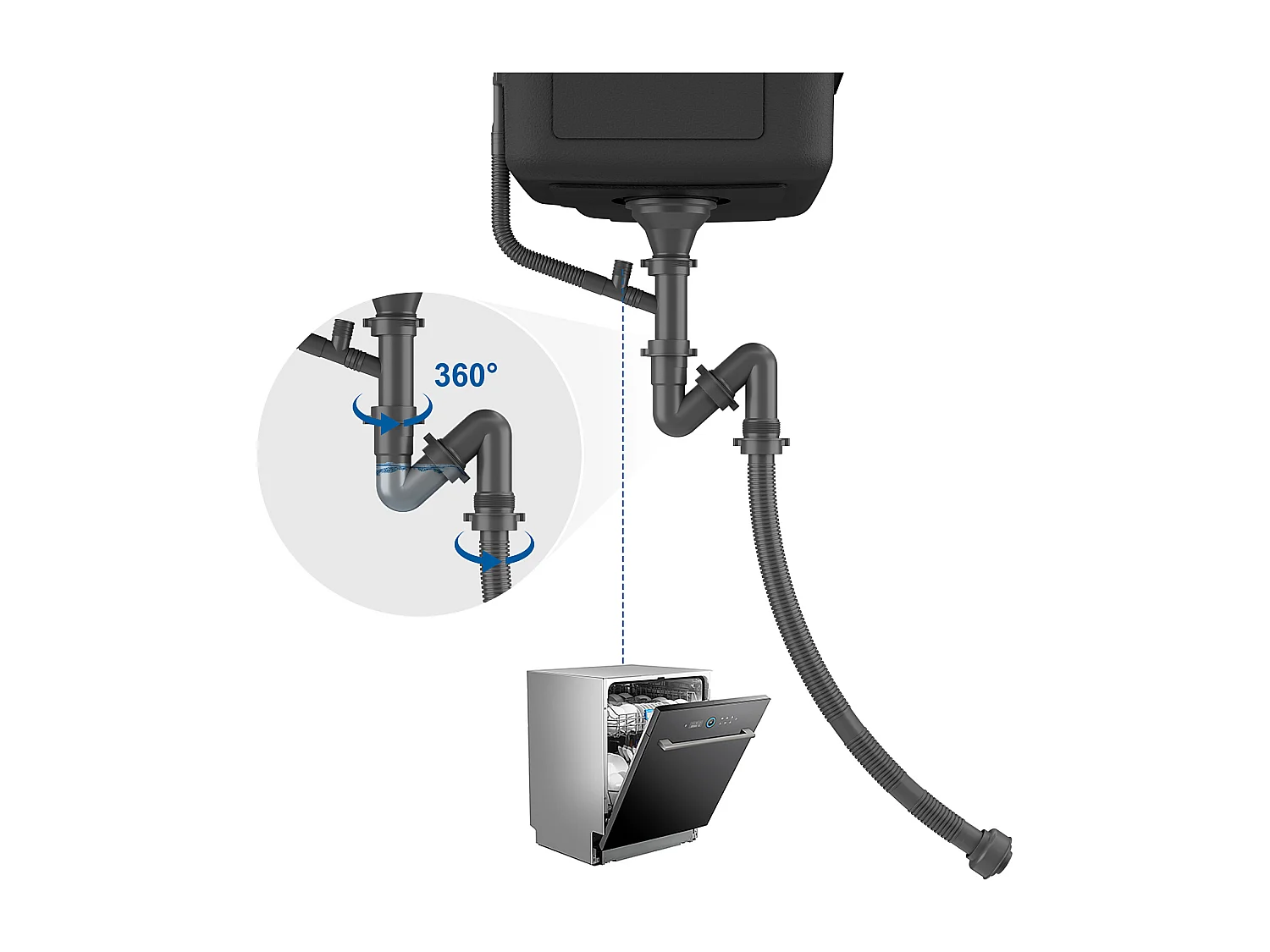 Auralum Max Évier Cuisine 1 Bac 62*45*21CM Évier de Cuisine en Acier Inoxydable PVD Nano Vasque à Poser,Argent
