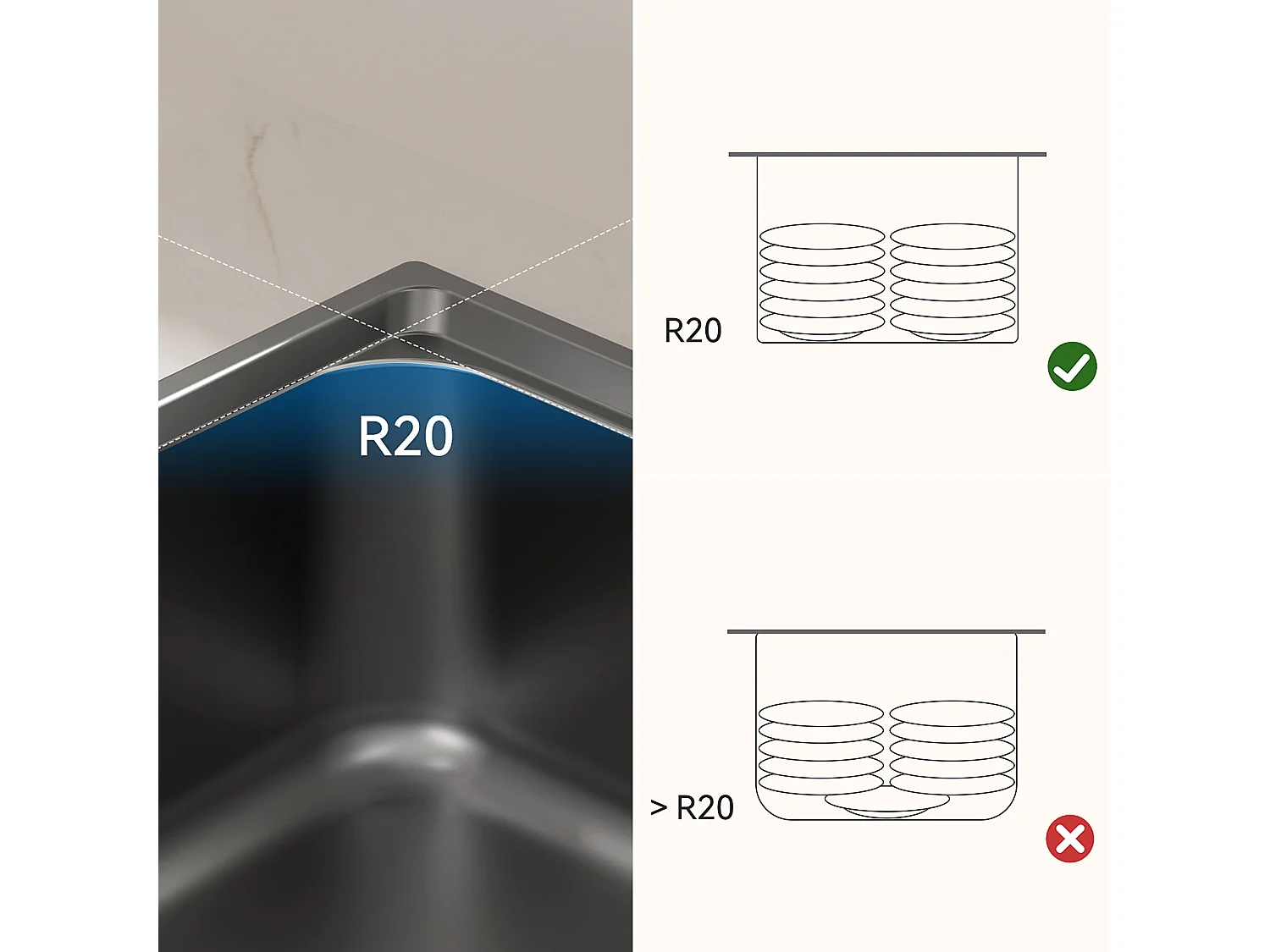Auralum Max Évier Cuisine 1 Bac 62*45*21CM Évier de Cuisine en Acier Inoxydable PVD Nano Vasque à Poser,Gris Noir