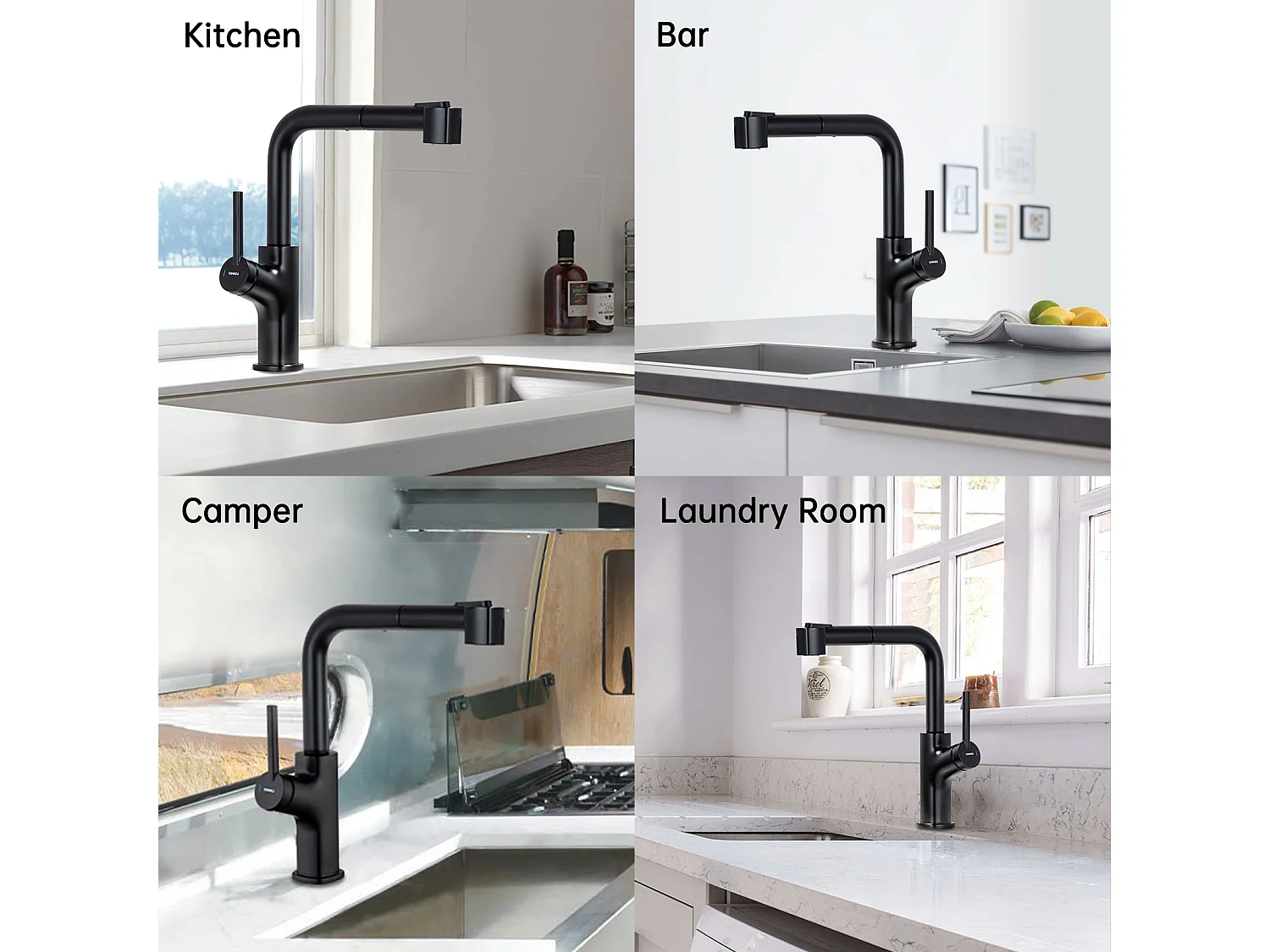 Évier de Cuisine 1 Bac 45x45CM Acier Inoxydable 304 , encastré et à Poserr+ Robinet de Cuisine Noir avec Douchette Extractible